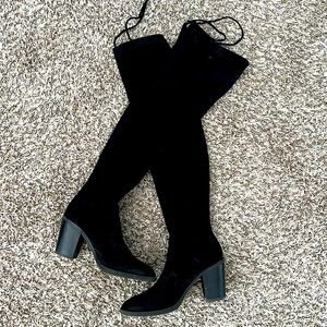 Black Heeled Thigh High Boots